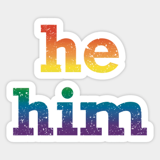 Rainbow He Him Pronouns Sticker